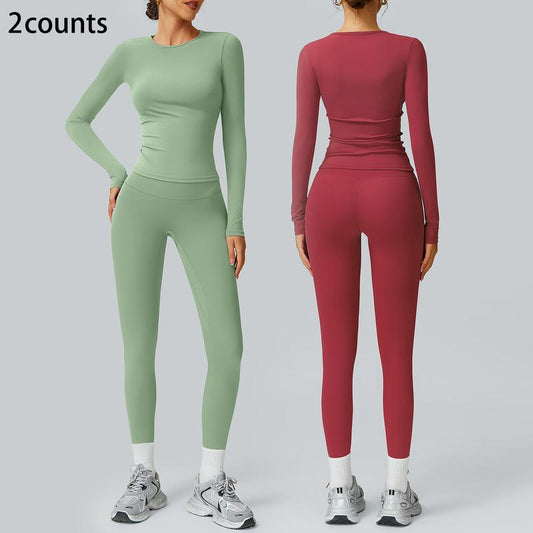 Ncmryu Women'S Seamless Sports Suit | Minimalist Casual Set for Gym & Coffee Time | Stretchable Tight Fabric, Warm Lined, Textured Activewear | Comfortable Two-Piece Running Outfit | Perfect for Yoga & High-Intensity Workouts